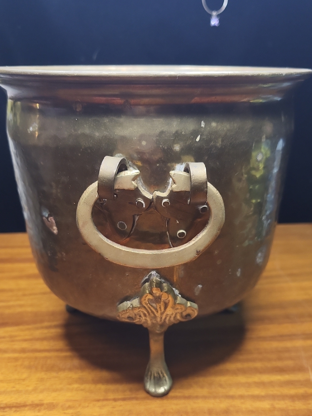 Brass Decorative Planter with Ring Handle